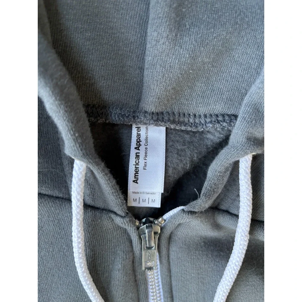 American Apparel Men's Full-Zip Hoodie Paper Plane Grey‎ Size Medium Y2K - Picture 2 of 6